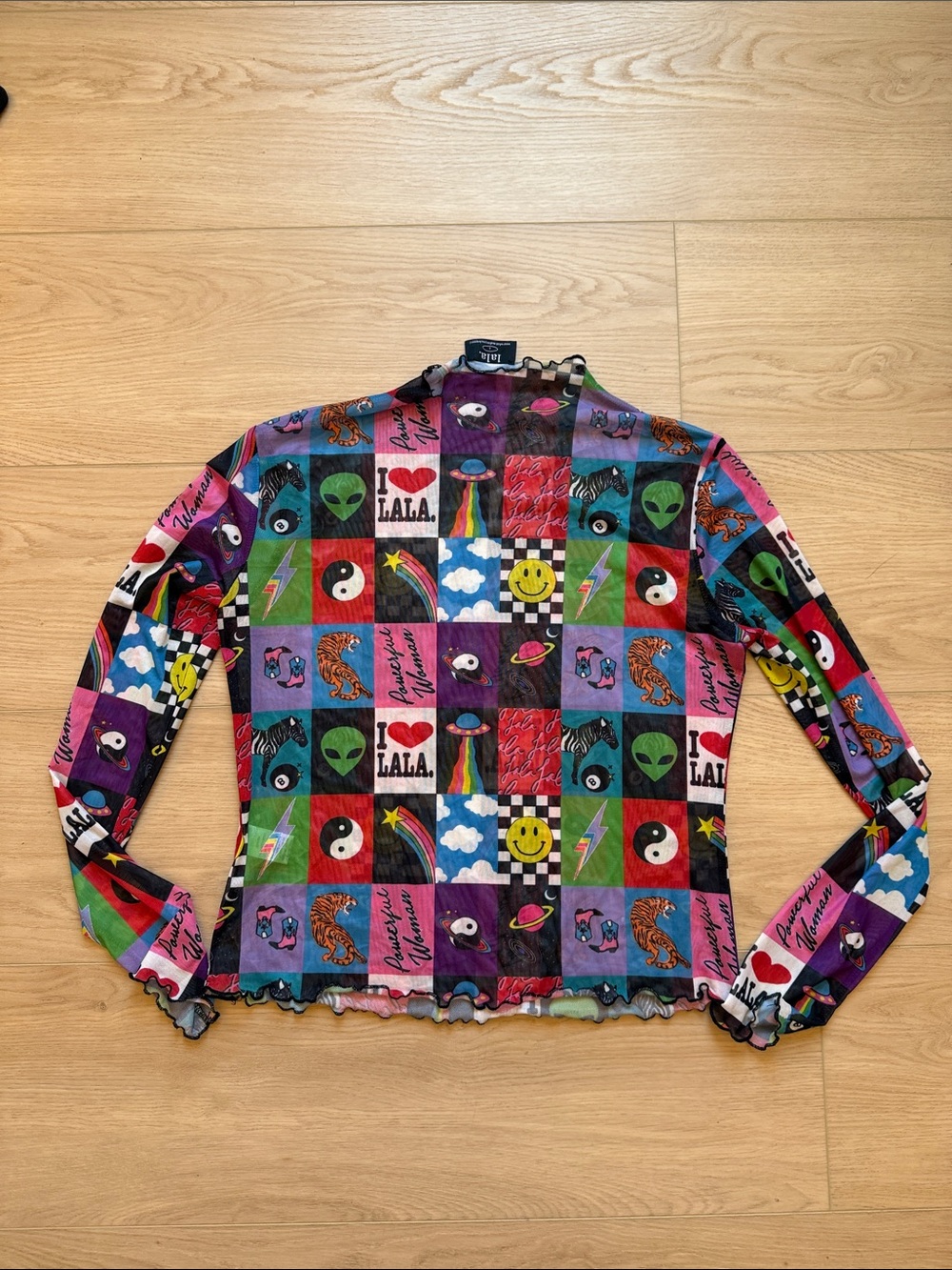 Lala Original Designs Mesh Top in Be Yourself Patchwork - Picture 3 of 3